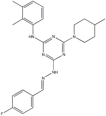 337475-18-0 4-fluorobenzaldehyde [4-(2,3-dimethylanilino)-6-(4-methyl-1-piperidinyl)-1,3,5-triazin-2-yl]hydrazone