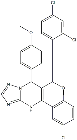 2-chloro-6-(2,4-dichlorophenyl)-7-[4-(methyloxy)phenyl]-7,12-dihydro-6H-chromeno[4,3-d][1,2,4]triazolo[1,5-a]pyrimidine Structure