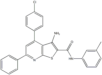 3-amino-4-(4-chlorophenyl)-N-(3-methylphenyl)-6-phenylthieno[2,3-b]pyridine-2-carboxamide Structure