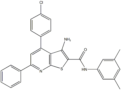 3-amino-4-(4-chlorophenyl)-N-(3,5-dimethylphenyl)-6-phenylthieno[2,3-b]pyridine-2-carboxamide,337489-23-3,结构式