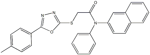 2-{[5-(4-methylphenyl)-1,3,4-oxadiazol-2-yl]sulfanyl}-N-(2-naphthyl)-N-phenylacetamide Struktur