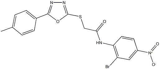 N-{2-bromo-4-nitrophenyl}-2-{[5-(4-methylphenyl)-1,3,4-oxadiazol-2-yl]sulfanyl}acetamide 化学構造式