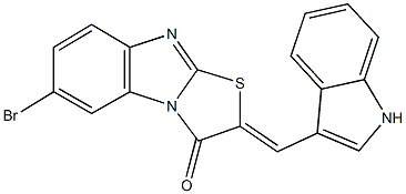 6-bromo-2-(1H-indol-3-ylmethylene)[1,3]thiazolo[3,2-a]benzimidazol-3(2H)-one,337490-07-0,结构式