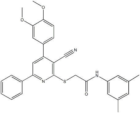 2-{[3-cyano-4-(3,4-dimethoxyphenyl)-6-phenyl-2-pyridinyl]sulfanyl}-N-(3,5-dimethylphenyl)acetamide|