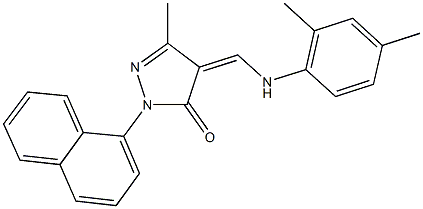 4-[(2,4-dimethylanilino)methylene]-5-methyl-2-(1-naphthyl)-2,4-dihydro-3H-pyrazol-3-one 化学構造式