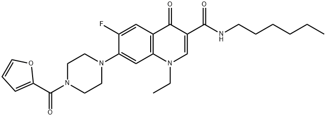 337493-36-4 1-ethyl-6-fluoro-7-[4-(2-furoyl)-1-piperazinyl]-N-hexyl-4-oxo-1,4-dihydro-3-quinolinecarboxamide