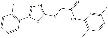 N-(2,5-dimethylphenyl)-2-{[5-(2-methylphenyl)-1,3,4-oxadiazol-2-yl]sulfanyl}acetamide,337495-74-6,结构式