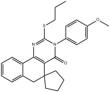 3-(4-methoxyphenyl)-2-(propylsulfanyl)-5,6-dihydrospiro(benzo[h]quinazoline-5,1'-cyclopentane)-4(3H)-one 化学構造式