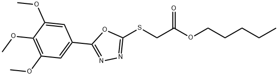 pentyl {[5-(3,4,5-trimethoxyphenyl)-1,3,4-oxadiazol-2-yl]sulfanyl}acetate,337496-80-7,结构式