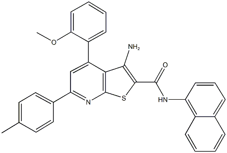3-amino-4-(2-methoxyphenyl)-6-(4-methylphenyl)-N-(1-naphthyl)thieno[2,3-b]pyridine-2-carboxamide 结构式