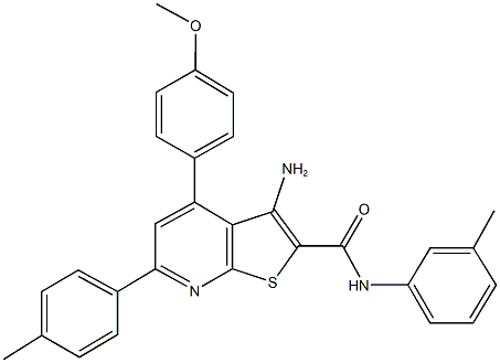 3-amino-4-(4-methoxyphenyl)-N-(3-methylphenyl)-6-(4-methylphenyl)thieno[2,3-b]pyridine-2-carboxamide Struktur