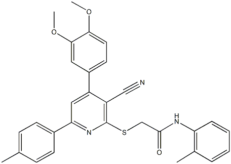 337498-06-3 2-{[3-cyano-4-(3,4-dimethoxyphenyl)-6-(4-methylphenyl)-2-pyridinyl]sulfanyl}-N-(2-methylphenyl)acetamide