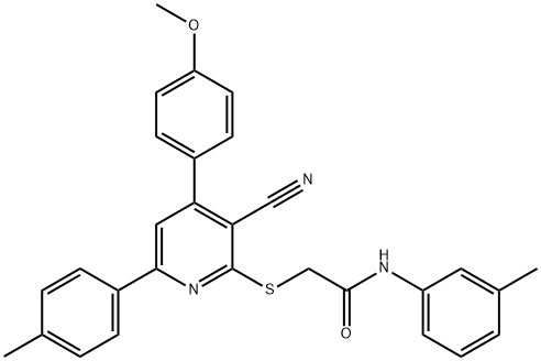 2-{[3-cyano-4-(4-methoxyphenyl)-6-(4-methylphenyl)-2-pyridinyl]sulfanyl}-N-(3-methylphenyl)acetamide|