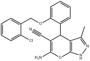 6-amino-4-{2-[(2-chlorobenzyl)oxy]phenyl}-3-methyl-1,4-dihydropyrano[2,3-c]pyrazole-5-carbonitrile|