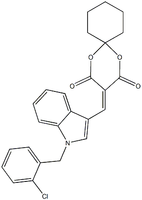 3-({1-[(2-chlorophenyl)methyl]-1H-indol-3-yl}methylidene)-1,5-dioxaspiro[5.5]undecane-2,4-dione,337500-75-1,结构式