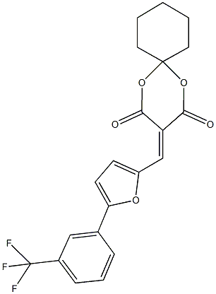 3-({5-[3-(trifluoromethyl)phenyl]-2-furyl}methylene)-1,5-dioxaspiro[5.5]undecane-2,4-dione Struktur