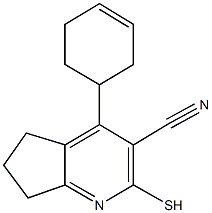 4-(3-cyclohexen-1-yl)-2-thioxo-2,5,6,7-tetrahydro-1H-cyclopenta[b]pyridine-3-carbonitrile Struktur