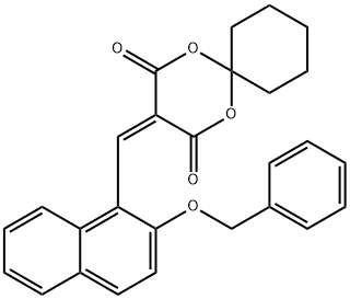 3-({2-[(phenylmethyl)oxy]naphthalen-1-yl}methylidene)-1,5-dioxaspiro[5.5]undecane-2,4-dione,337500-96-6,结构式