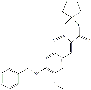 8-({3-(methyloxy)-4-[(phenylmethyl)oxy]phenyl}methylidene)-6,10-dioxaspiro[4.5]decane-7,9-dione 结构式