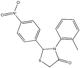 2-{4-nitrophenyl}-3-(2-methylphenyl)-1,3-thiazolidin-4-one Structure