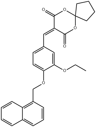 8-({3-(ethyloxy)-4-[(naphthalen-1-ylmethyl)oxy]phenyl}methylidene)-6,10-dioxaspiro[4.5]decane-7,9-dione,337501-32-3,结构式