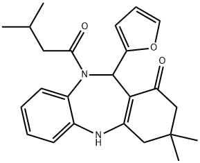 11-(2-furyl)-3,3-dimethyl-10-(3-methylbutanoyl)-2,3,4,5,10,11-hexahydro-1H-dibenzo[b,e][1,4]diazepin-1-one 结构式