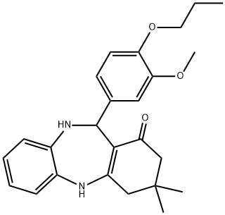 11-(3-methoxy-4-propoxyphenyl)-3,3-dimethyl-2,3,4,5,10,11-hexahydro-1H-dibenzo[b,e][1,4]diazepin-1-one Structure