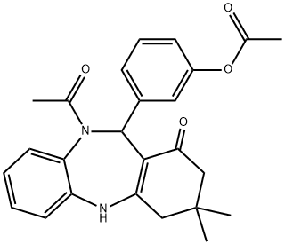 3-(10-acetyl-3,3-dimethyl-1-oxo-2,3,4,5,10,11-hexahydro-1H-dibenzo[b,e][1,4]diazepin-11-yl)phenyl acetate Struktur