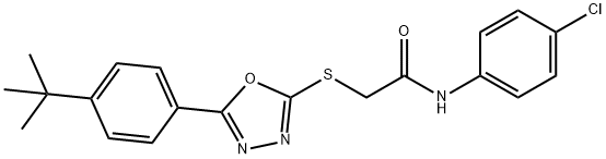 2-{[5-(4-tert-butylphenyl)-1,3,4-oxadiazol-2-yl]sulfanyl}-N-(4-chlorophenyl)acetamide Struktur