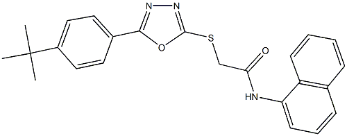 2-{[5-(4-tert-butylphenyl)-1,3,4-oxadiazol-2-yl]sulfanyl}-N-(1-naphthyl)acetamide 结构式