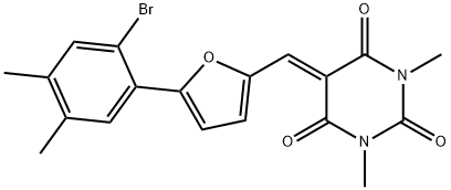 5-{[5-(2-bromo-4,5-dimethylphenyl)-2-furyl]methylene}-1,3-dimethyl-2,4,6(1H,3H,5H)-pyrimidinetrione Structure