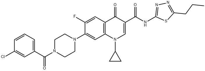 7-[4-(3-chlorobenzoyl)-1-piperazinyl]-1-cyclopropyl-6-fluoro-4-oxo-N-(5-propyl-1,3,4-thiadiazol-2-yl)-1,4-dihydro-3-quinolinecarboxamide,337504-58-2,结构式