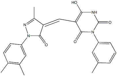 5-{[1-(3,4-dimethylphenyl)-3-methyl-5-oxo-1,5-dihydro-4H-pyrazol-4-ylidene]methyl}-6-hydroxy-3-(3-methylphenyl)-2,4(1H,3H)-pyrimidinedione|