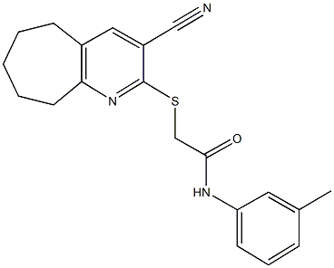 2-[(3-cyano-6,7,8,9-tetrahydro-5H-cyclohepta[b]pyridin-2-yl)sulfanyl]-N-(3-methylphenyl)acetamide Structure