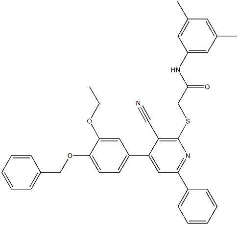 2-({4-[4-(benzyloxy)-3-ethoxyphenyl]-3-cyano-6-phenyl-2-pyridinyl}sulfanyl)-N-(3,5-dimethylphenyl)acetamide,337505-27-8,结构式