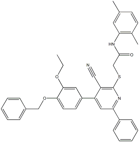 2-({4-[4-(benzyloxy)-3-ethoxyphenyl]-3-cyano-6-phenyl-2-pyridinyl}sulfanyl)-N-(2,5-dimethylphenyl)acetamide Structure