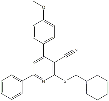 2-[(cyclohexylmethyl)sulfanyl]-4-(4-methoxyphenyl)-6-phenylnicotinonitrile Structure