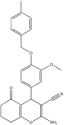 2-amino-4-{3-methoxy-4-[(4-methylbenzyl)oxy]phenyl}-5-oxo-5,6,7,8-tetrahydro-4H-chromene-3-carbonitrile Structure