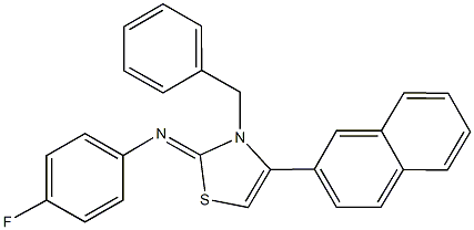 N-(3-benzyl-4-(2-naphthyl)-1,3-thiazol-2(3H)-ylidene)-N-(4-fluorophenyl)amine 结构式