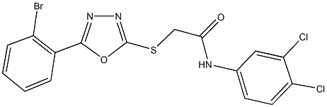 2-{[5-(2-bromophenyl)-1,3,4-oxadiazol-2-yl]sulfanyl}-N-(3,4-dichlorophenyl)acetamide Structure