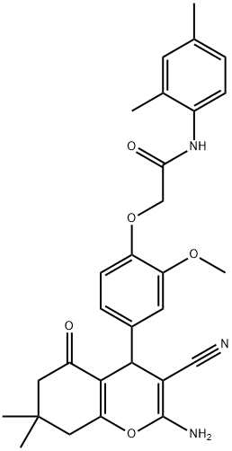 2-[4-(2-amino-3-cyano-7,7-dimethyl-5-oxo-5,6,7,8-tetrahydro-4H-chromen-4-yl)-2-methoxyphenoxy]-N-(2,4-dimethylphenyl)acetamide Structure