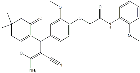 2-[4-(2-amino-3-cyano-7,7-dimethyl-5-oxo-5,6,7,8-tetrahydro-4H-chromen-4-yl)-2-methoxyphenoxy]-N-(2-methoxyphenyl)acetamide|