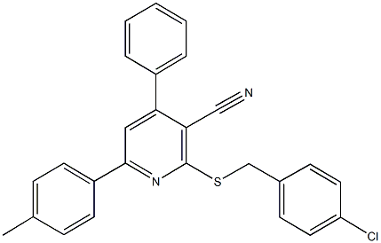 2-[(4-chlorobenzyl)sulfanyl]-6-(4-methylphenyl)-4-phenylnicotinonitrile|