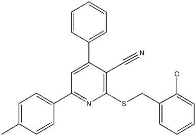 2-[(2-chlorobenzyl)sulfanyl]-6-(4-methylphenyl)-4-phenylnicotinonitrile Structure