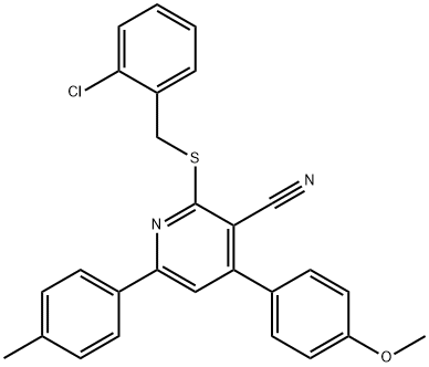 2-[(2-chlorobenzyl)sulfanyl]-4-(4-methoxyphenyl)-6-(4-methylphenyl)nicotinonitrile 结构式