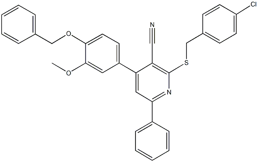 4-[4-(benzyloxy)-3-methoxyphenyl]-2-[(4-chlorobenzyl)sulfanyl]-6-phenylnicotinonitrile|