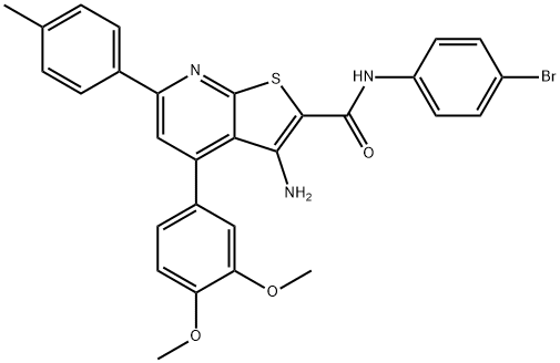 3-amino-N-(4-bromophenyl)-4-(3,4-dimethoxyphenyl)-6-(4-methylphenyl)thieno[2,3-b]pyridine-2-carboxamide Structure