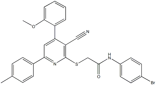 N-(4-bromophenyl)-2-{[3-cyano-4-(2-methoxyphenyl)-6-(4-methylphenyl)-2-pyridinyl]sulfanyl}acetamide|