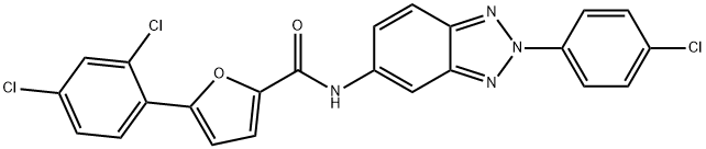 N-[2-(4-chlorophenyl)-2H-1,2,3-benzotriazol-5-yl]-5-(2,4-dichlorophenyl)-2-furamide Structure