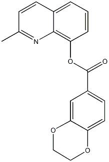 2-methyl-8-quinolinyl 2,3-dihydro-1,4-benzodioxine-6-carboxylate Struktur